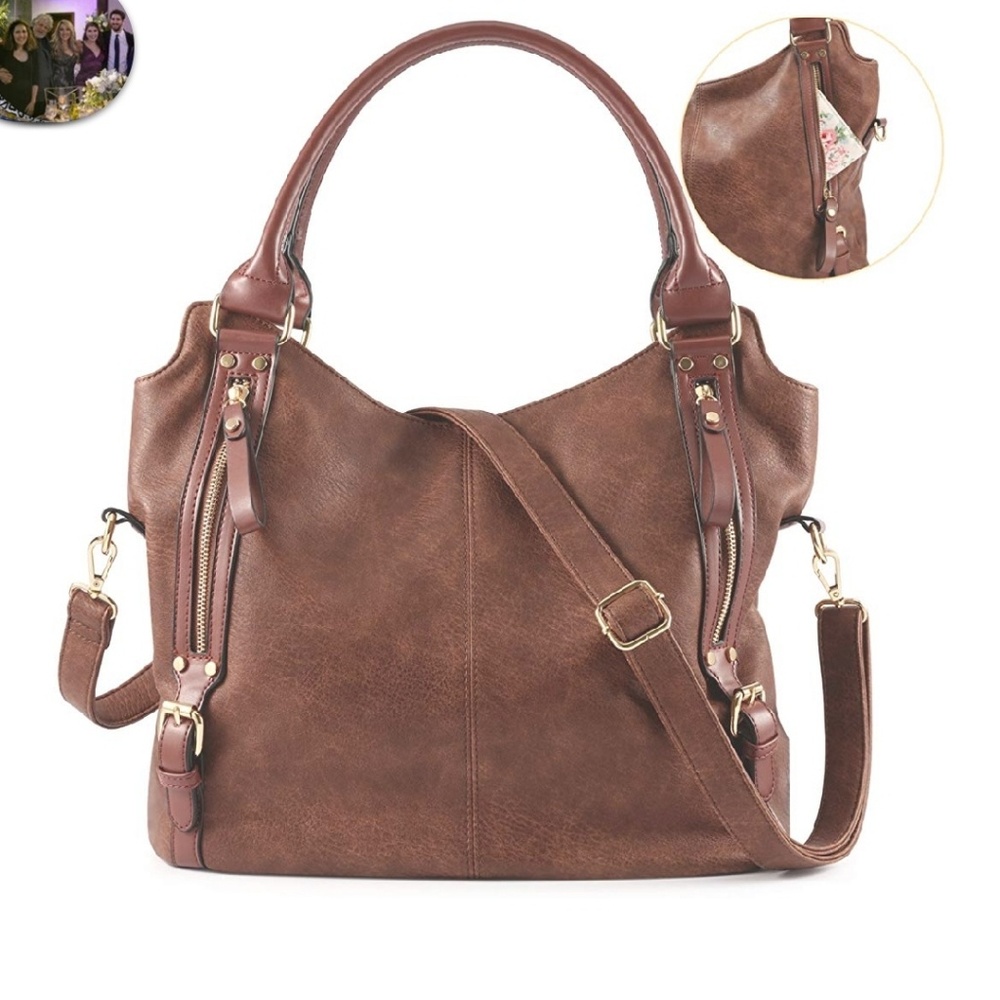 Faux leather hobo tote purse